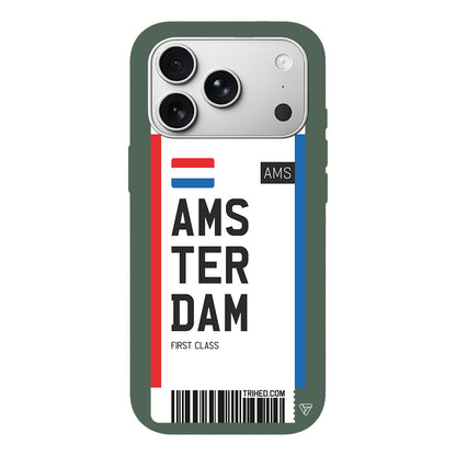 Amsterdam Bileti Lansman Model İçi Kadife Silikon Telefon Kılıfı