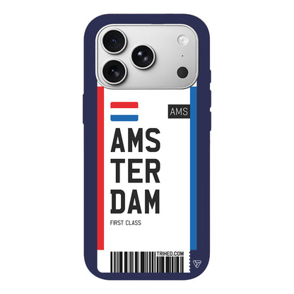 Amsterdam Bileti Lansman Model İçi Kadife Silikon Telefon Kılıfı