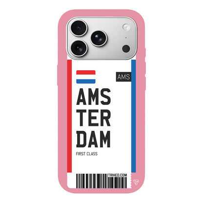 Amsterdam Bileti Lansman Model İçi Kadife Silikon Telefon Kılıfı