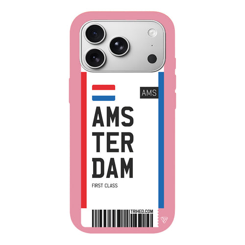 Amsterdam Bileti Lansman Model İçi Kadife Silikon Telefon Kılıfı