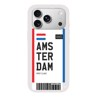 Amsterdam Bileti Lansman Model İçi Kadife Silikon Telefon Kılıfı