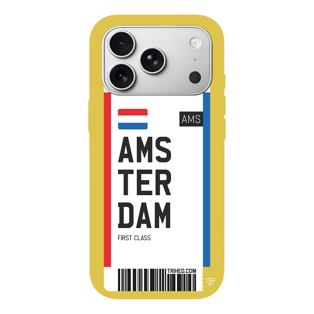 Amsterdam Bileti Lansman Model İçi Kadife Silikon Telefon Kılıfı
