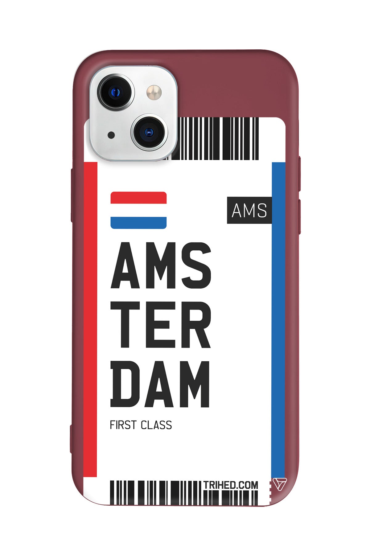 Amsterdam Bileti Lansman Model İçi Kadife Silikon Telefon Kılıfı