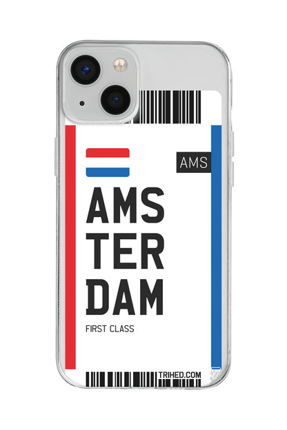 Amsterdam Bileti Lansman Model İçi Kadife Silikon Telefon Kılıfı