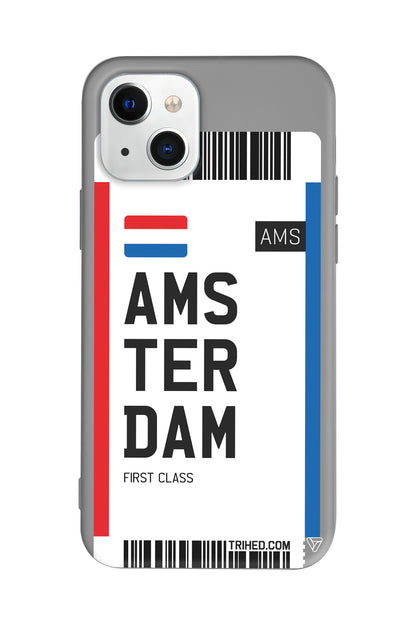 Amsterdam Bileti Lansman Model İçi Kadife Silikon Telefon Kılıfı