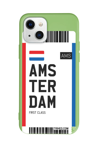 Amsterdam Bileti Lansman Model İçi Kadife Silikon Telefon Kılıfı
