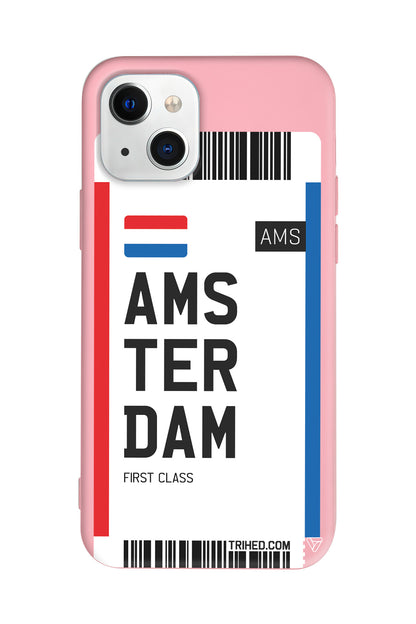 Amsterdam Bileti Lansman Model İçi Kadife Silikon Telefon Kılıfı
