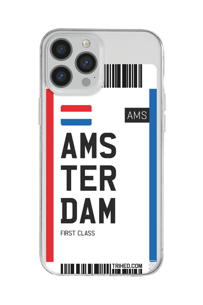 Amsterdam Bileti Lansman Model İçi Kadife Silikon Telefon Kılıfı
