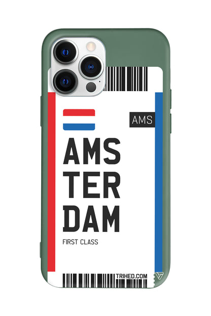 Amsterdam Bileti Lansman Model İçi Kadife Silikon Telefon Kılıfı
