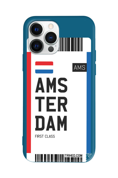 Amsterdam Bileti Lansman Model İçi Kadife Silikon Telefon Kılıfı