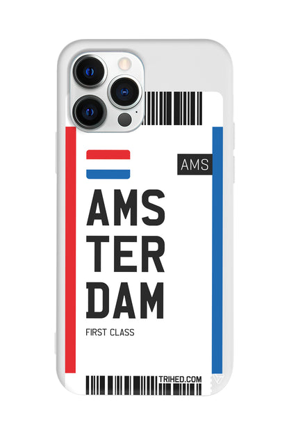 Amsterdam Bileti Lansman Model İçi Kadife Silikon Telefon Kılıfı