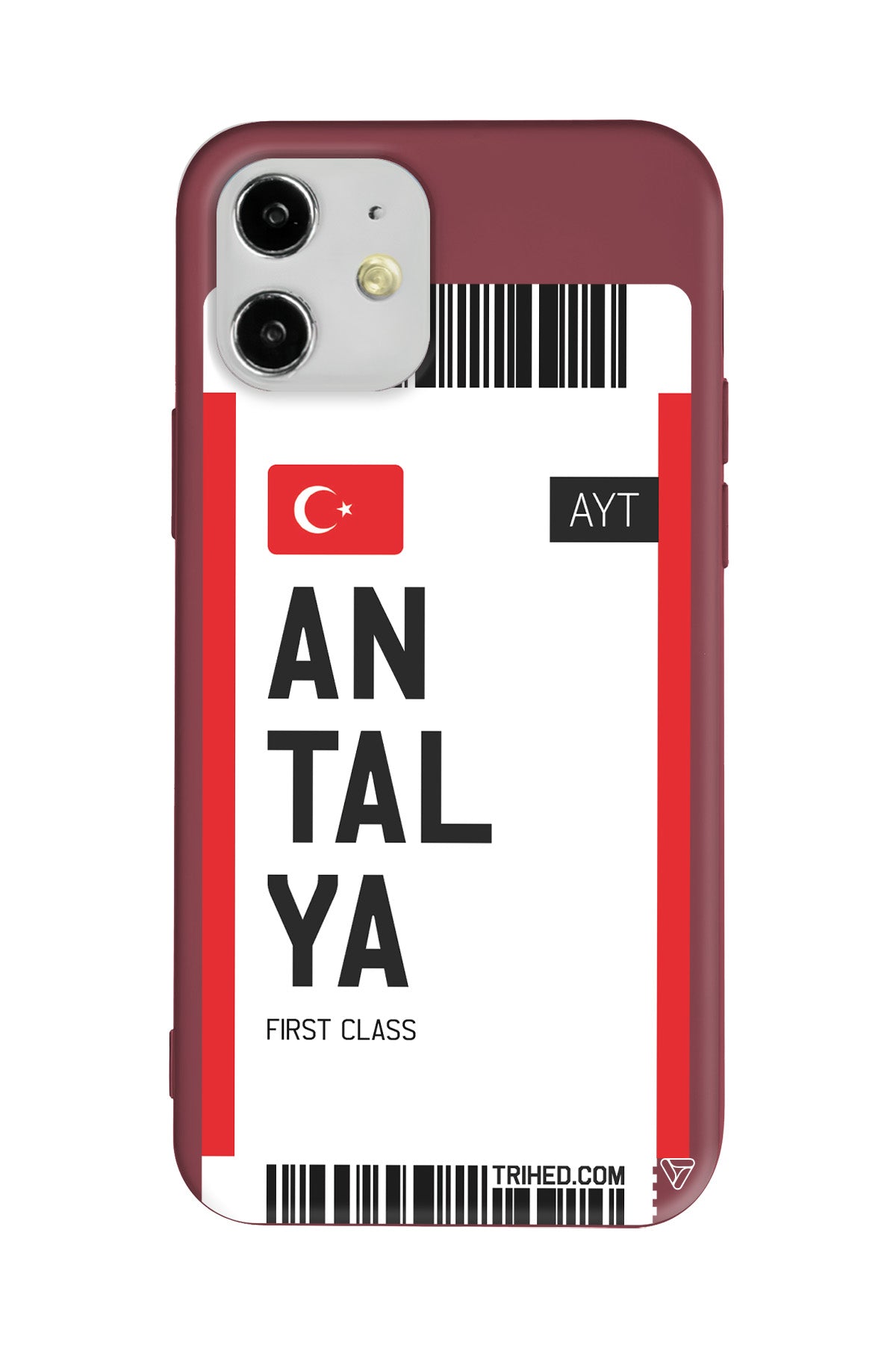 Antalya Bileti Lansman Model İçi Kadife Silikon Telefon Kılıfı