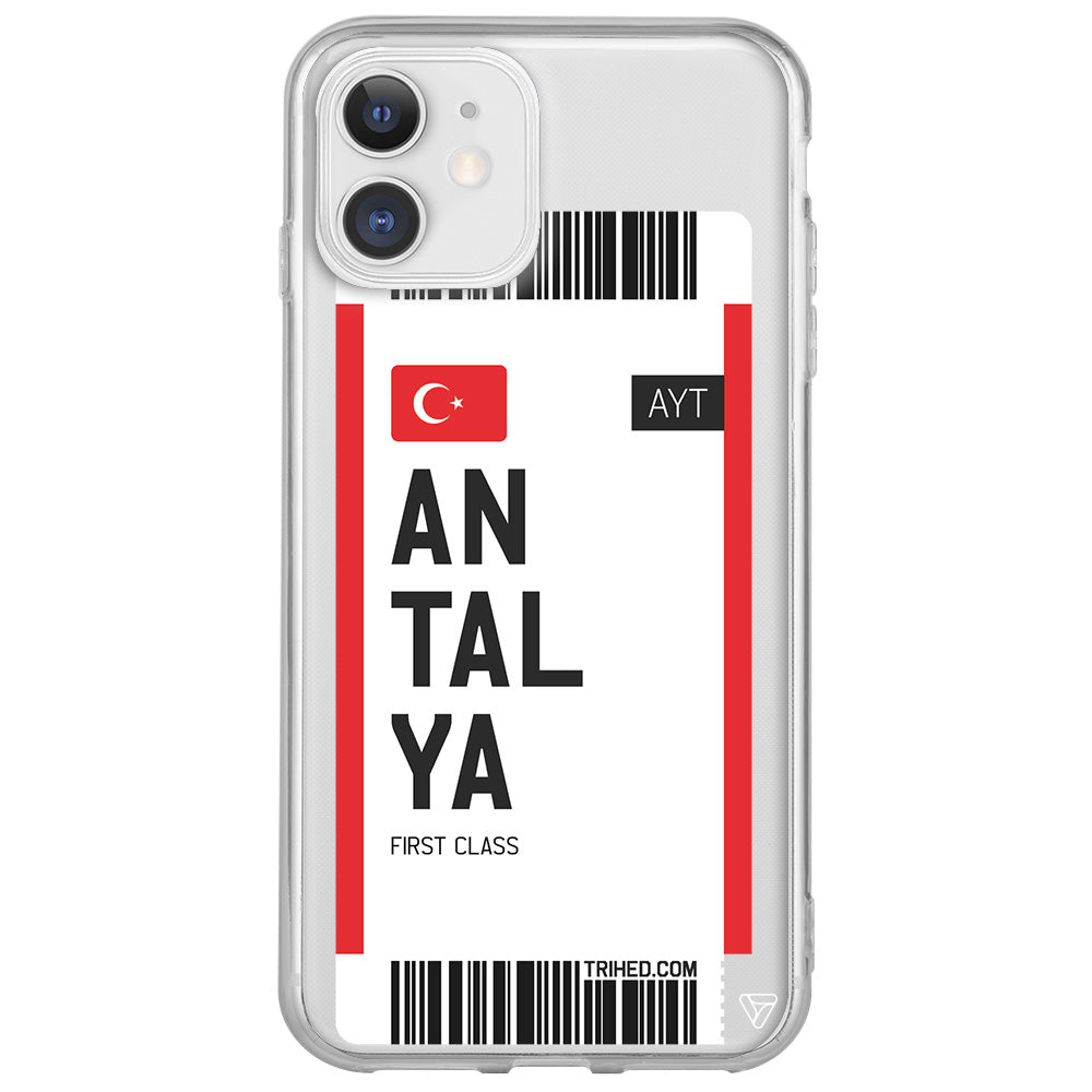 Antalya Bileti Lansman Model İçi Kadife Silikon Telefon Kılıfı