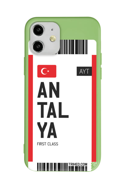 Antalya Bileti Lansman Model İçi Kadife Silikon Telefon Kılıfı