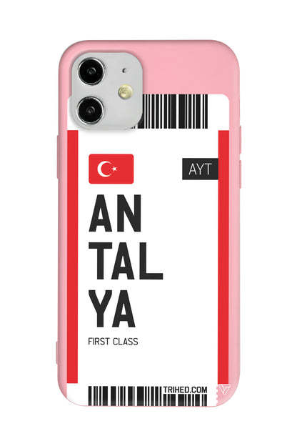 Antalya Bileti Lansman Model İçi Kadife Silikon Telefon Kılıfı