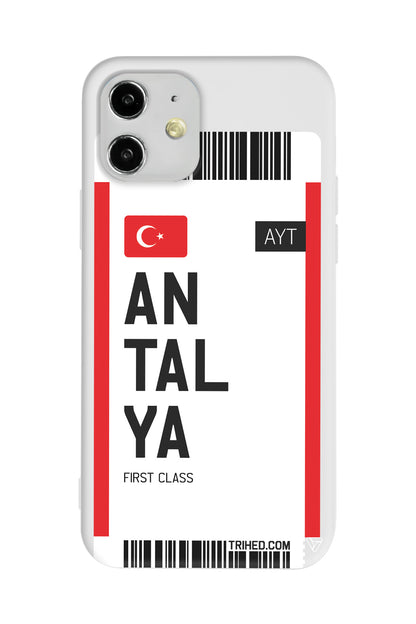 Antalya Bileti Lansman Model İçi Kadife Silikon Telefon Kılıfı
