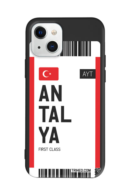 Antalya Bileti Lansman Model İçi Kadife Silikon Telefon Kılıfı