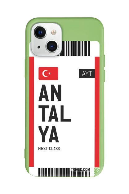 Antalya Bileti Lansman Model İçi Kadife Silikon Telefon Kılıfı