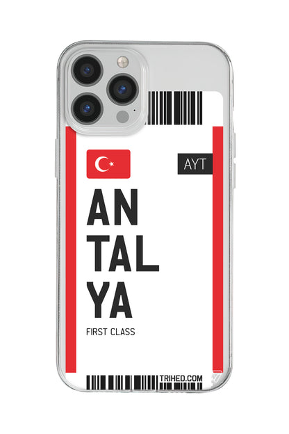 Antalya Bileti Lansman Model İçi Kadife Silikon Telefon Kılıfı