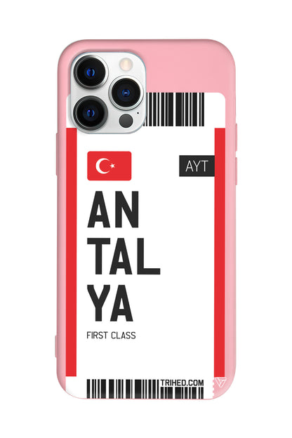 Antalya Bileti Lansman Model İçi Kadife Silikon Telefon Kılıfı