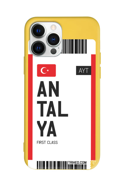 Antalya Bileti Lansman Model İçi Kadife Silikon Telefon Kılıfı