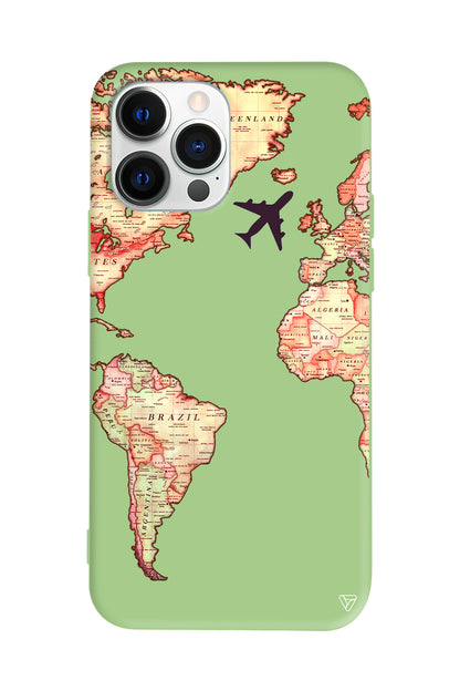 Harita Tasarımlı Lansman Model İçi Kadife Silikon Telefon Kılıfı