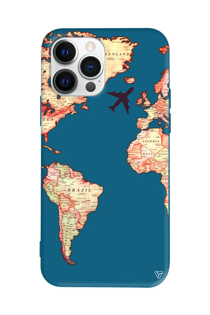 Harita Tasarımlı Lansman Model İçi Kadife Silikon Telefon Kılıfı