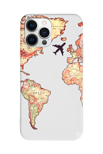 Harita Tasarımlı Lansman Model İçi Kadife Silikon Telefon Kılıfı