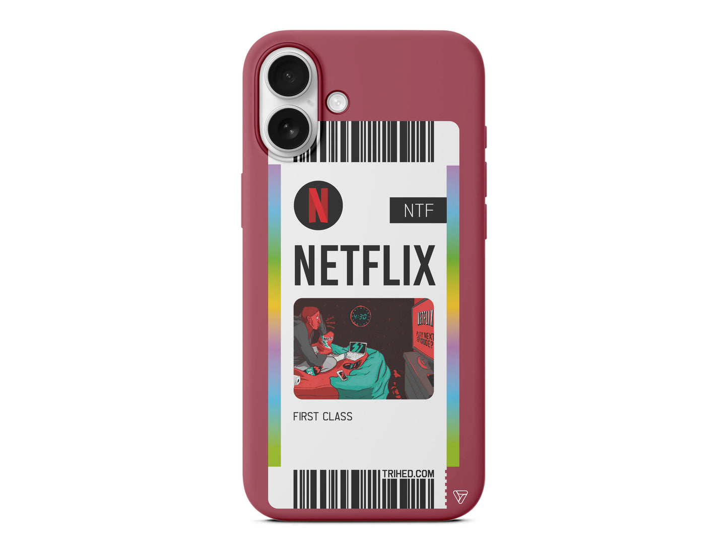 Netflix Bileti Lansman Model İçi Kadife Silikon Telefon Kılıfı – Plus Serisine Özel