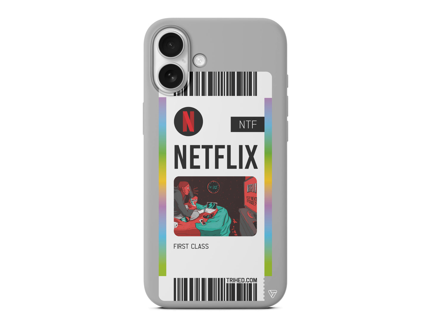 Netflix Bileti Lansman Model İçi Kadife Silikon Telefon Kılıfı – Plus Serisine Özel