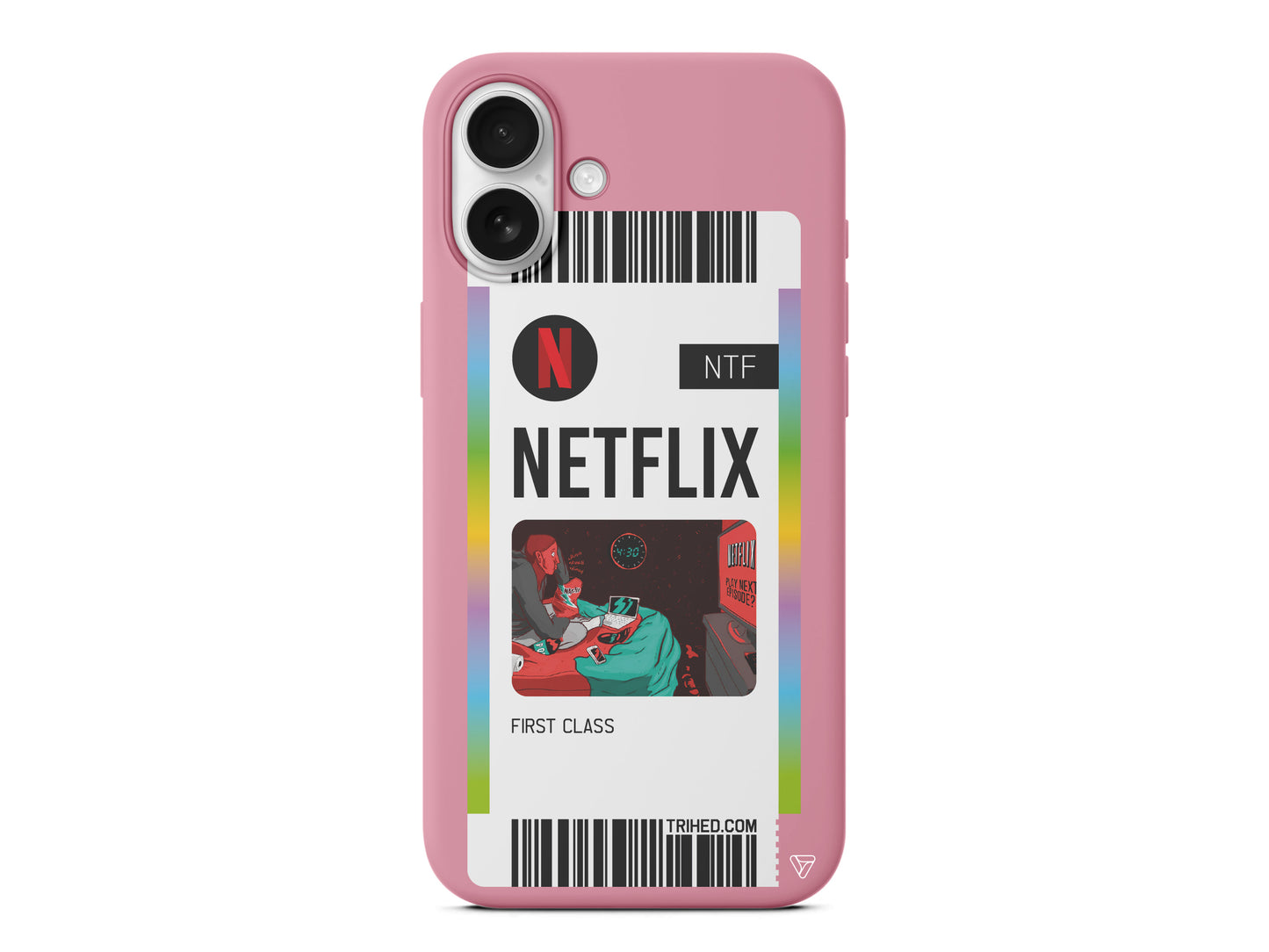 Netflix Bileti Lansman Model İçi Kadife Silikon Telefon Kılıfı – Plus Serisine Özel