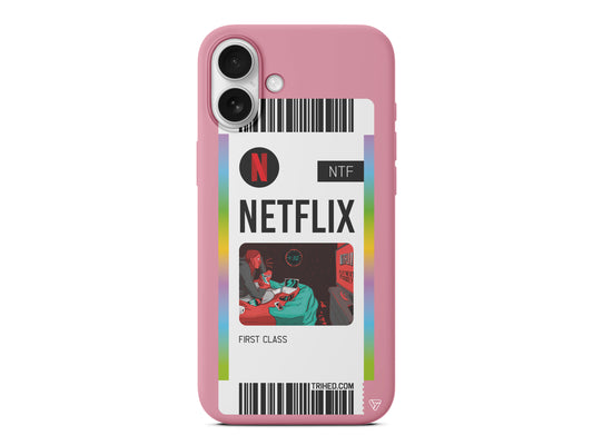 Netflix Bileti Lansman Model İçi Kadife Silikon Telefon Kılıfı – Plus Serisine Özel