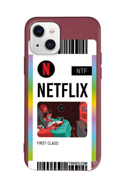 Netflix Bileti Lansman Model İçi Kadife Silikon Telefon Kılıfı – Plus Serisine Özel