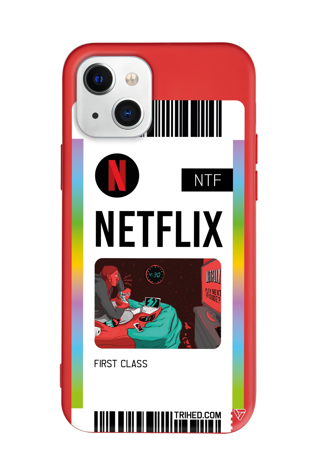 Netflix Bileti Lansman Model İçi Kadife Silikon Telefon Kılıfı – Plus Serisine Özel