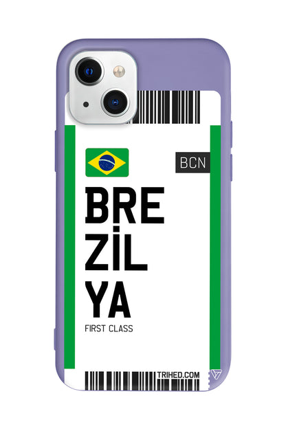 Brezilya Bileti Lansman Model İçi Kadife Silikon Telefon Kılıfı