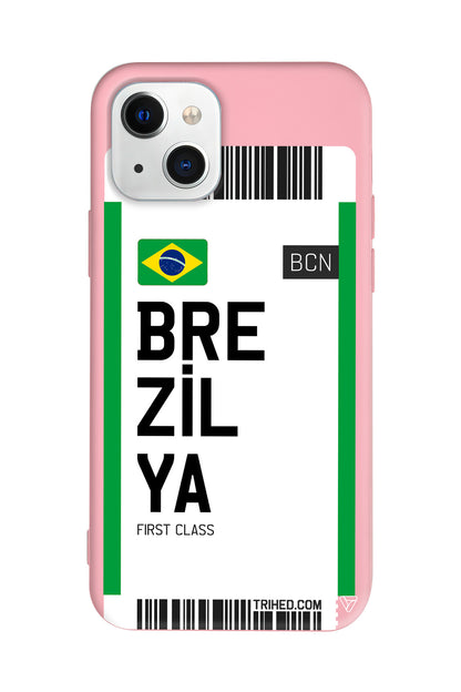 Brezilya Bileti Lansman Model İçi Kadife Silikon Telefon Kılıfı