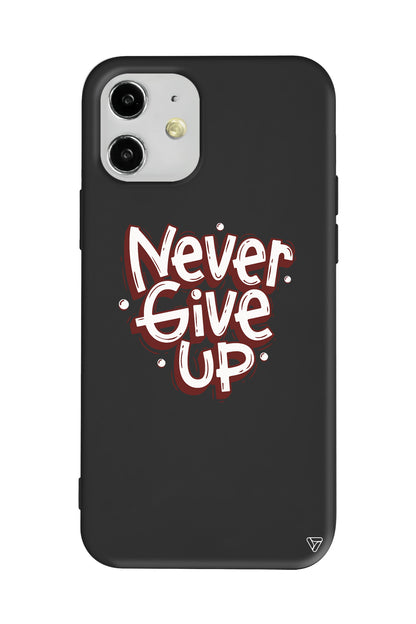 Never Give Up Lansman Model İçi Kadife Silikon Telefon Kılıfı