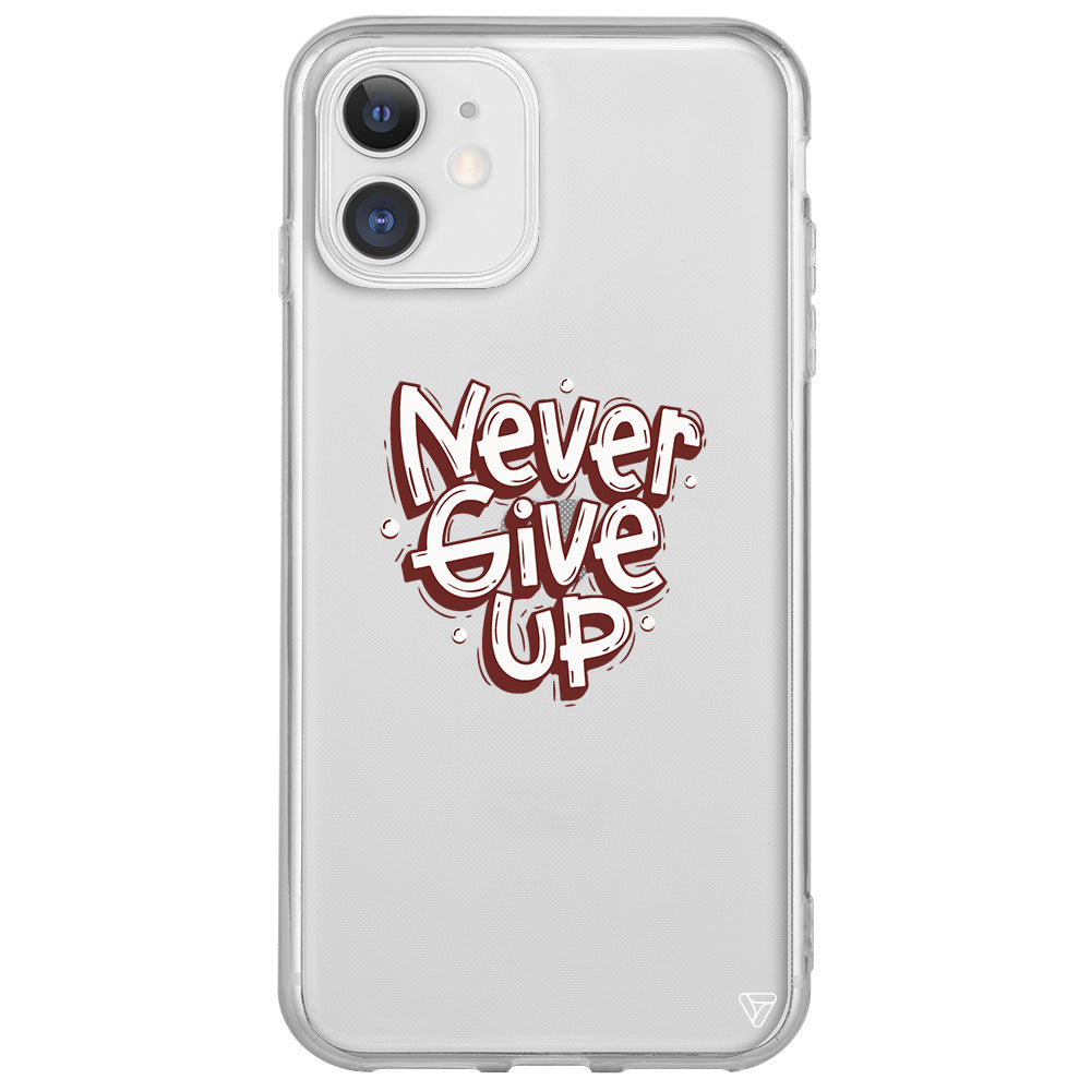 Never Give Up Lansman Model İçi Kadife Silikon Telefon Kılıfı