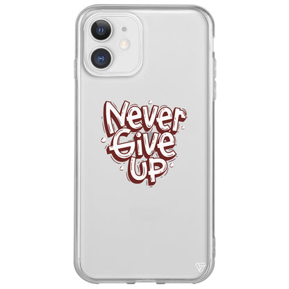 Never Give Up Lansman Model İçi Kadife Silikon Telefon Kılıfı