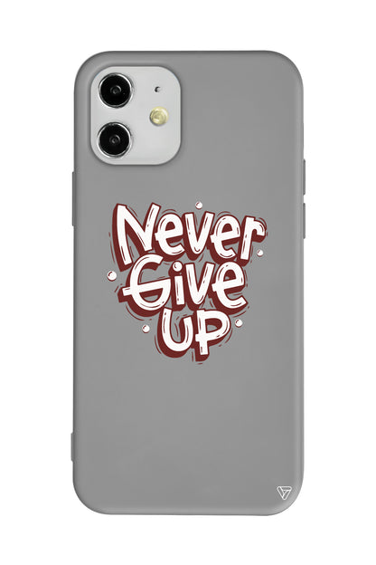 Never Give Up Lansman Model İçi Kadife Silikon Telefon Kılıfı