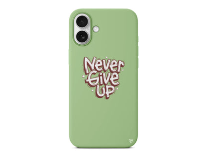 Never Give Up Lansman Model İçi Kadife Silikon Telefon Kılıfı