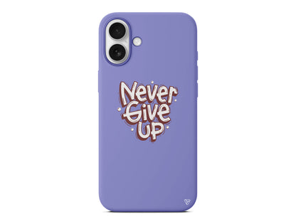 Never Give Up Lansman Model İçi Kadife Silikon Telefon Kılıfı