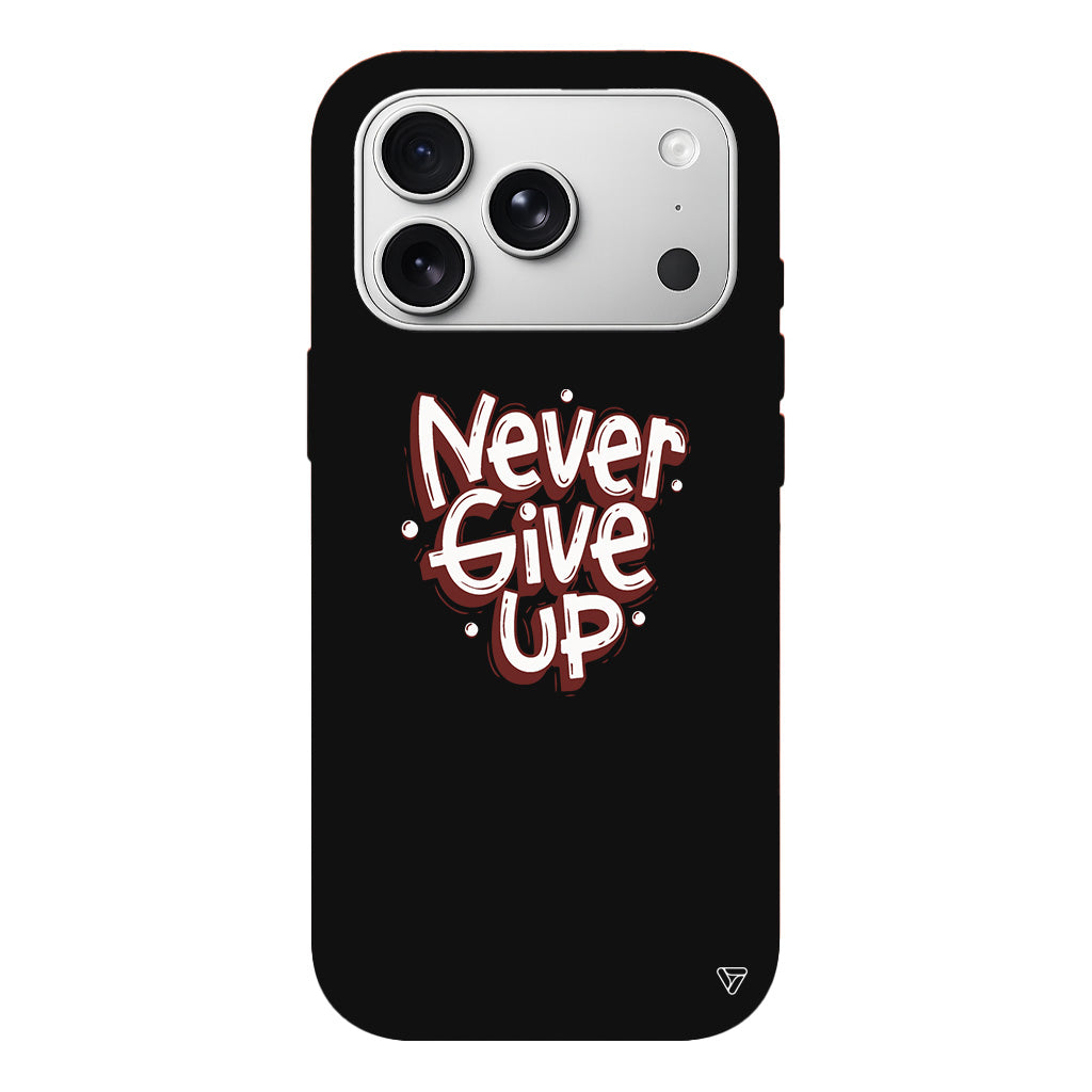 Never Give Up Lansman Model İçi Kadife Silikon Telefon Kılıfı