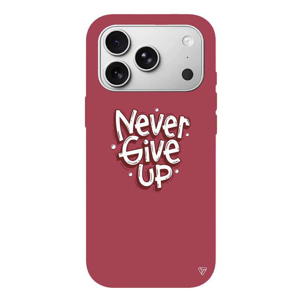 Never Give Up Lansman Model İçi Kadife Silikon Telefon Kılıfı