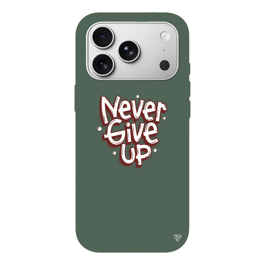 Never Give Up Lansman Model İçi Kadife Silikon Telefon Kılıfı