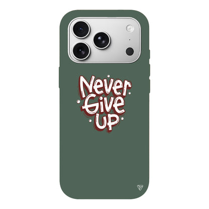 Never Give Up Lansman Model İçi Kadife Silikon Telefon Kılıfı