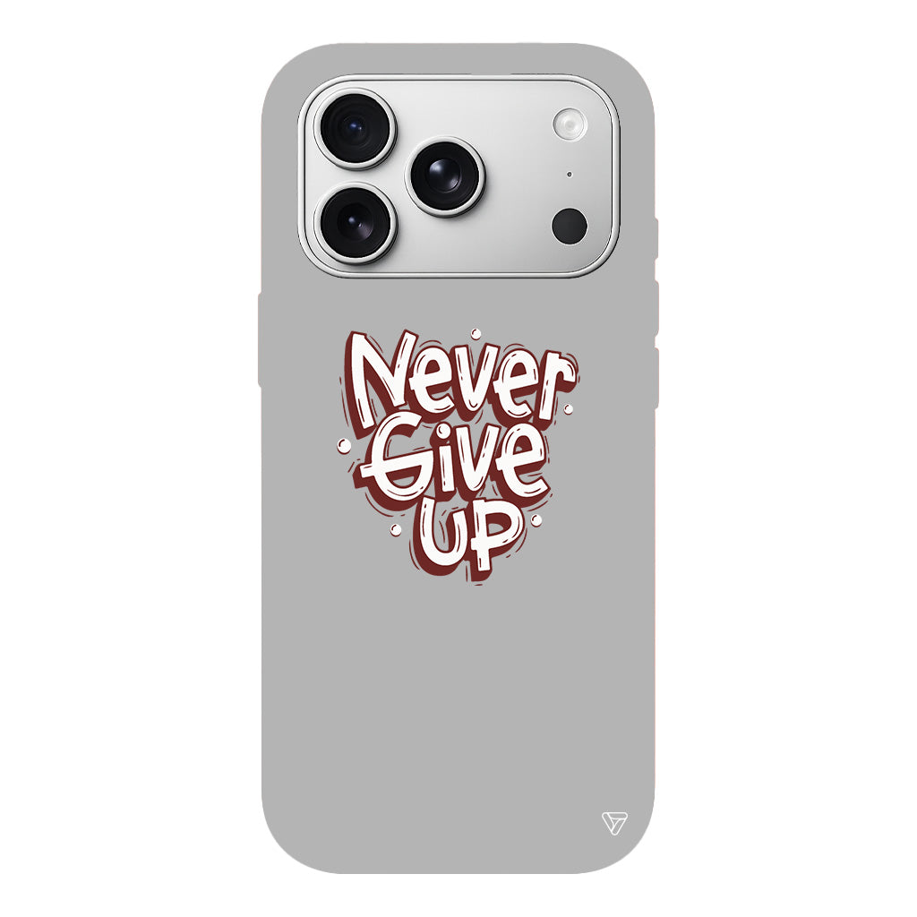 Never Give Up Lansman Model İçi Kadife Silikon Telefon Kılıfı