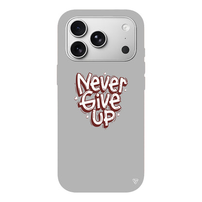 Never Give Up Lansman Model İçi Kadife Silikon Telefon Kılıfı