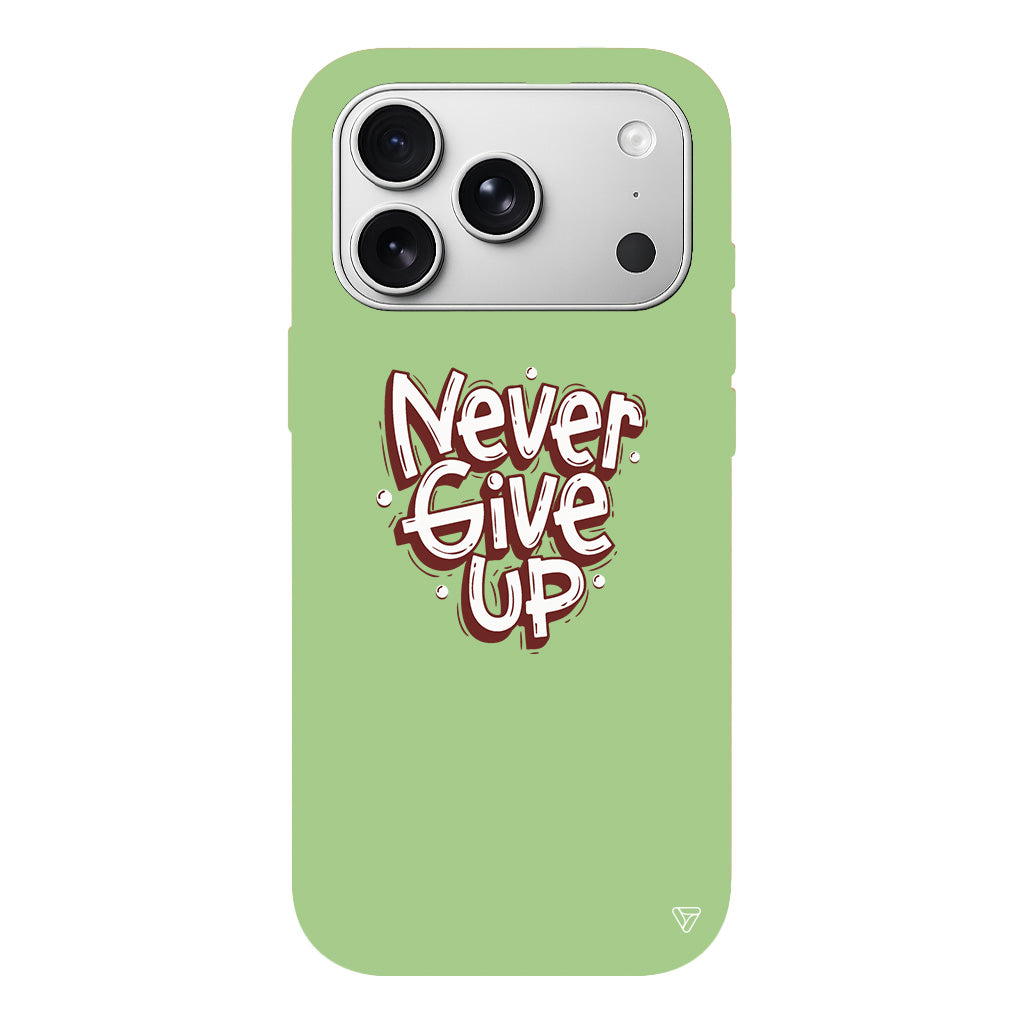 Never Give Up Lansman Model İçi Kadife Silikon Telefon Kılıfı