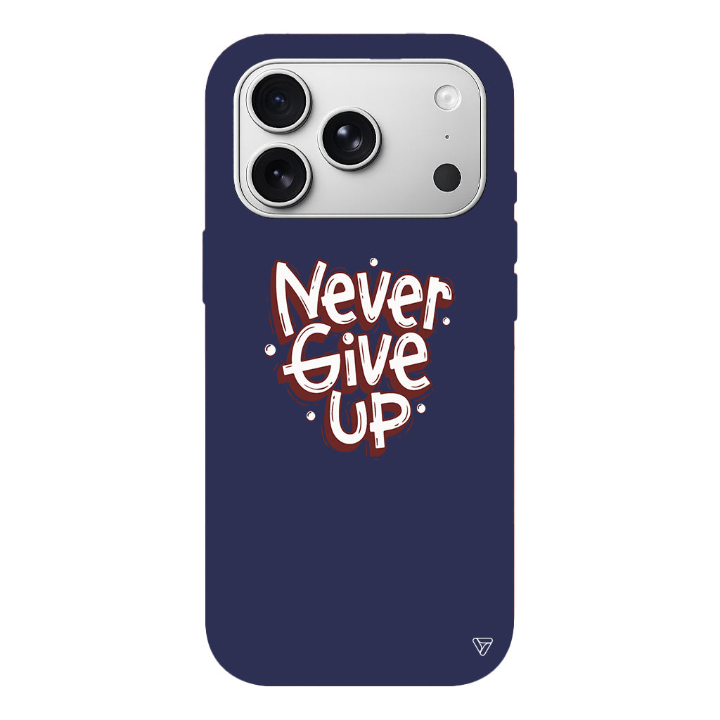 Never Give Up Lansman Model İçi Kadife Silikon Telefon Kılıfı